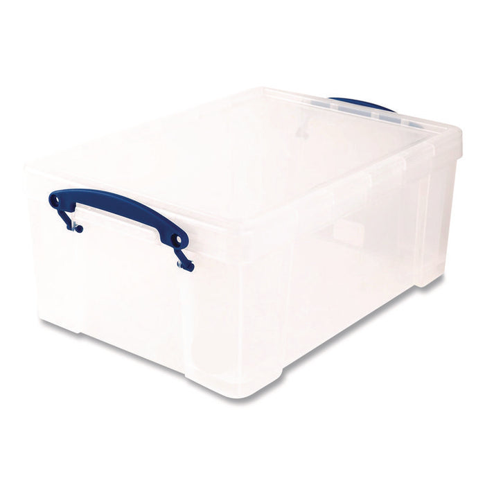 Snap-Lid Storage Bin, 2.38 gal, 10.25" x 14.5" x 6.25", Clear/Blue