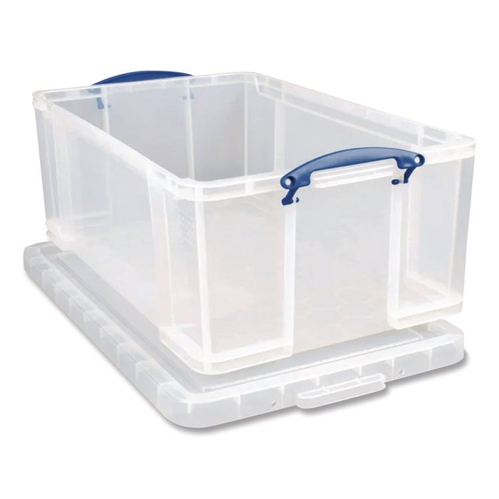 Snap-Lid Storage Bin, 2.38 gal, 10.25" x 14.5" x 6.25", Clear/Blue