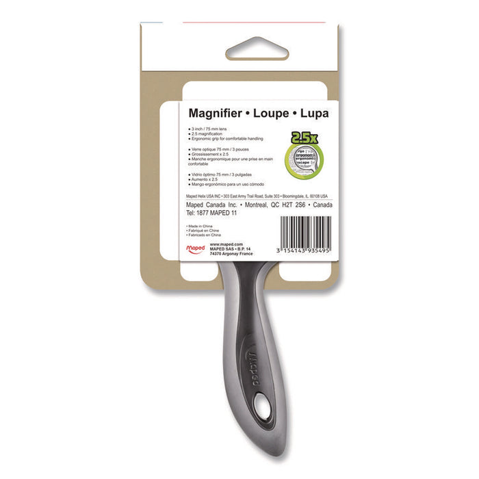 2.5X Soft Touch Large Magnifying Glass, Plastic Lens, 3" dia, Randomly Assorted Color