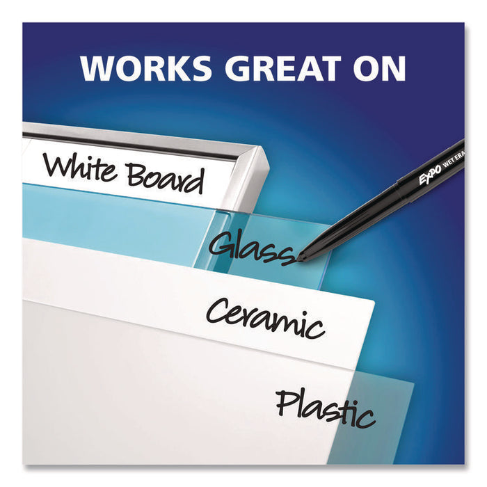 Wet Erase Markers, Fine Needle Tip, Blue, 12/Pack