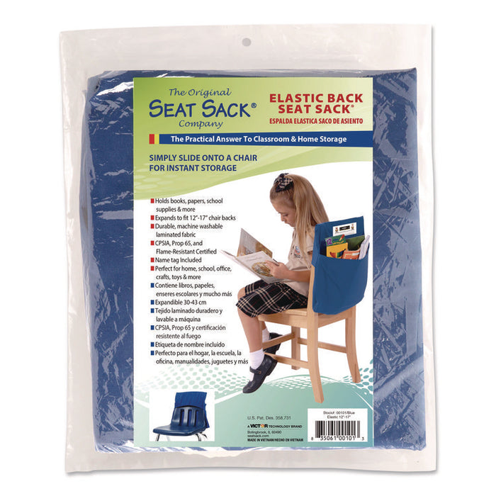 Elastic-Back Seat Sack for Chairs 12" to 17" Wide, 11 x 16 x 14, Fabric, Blue