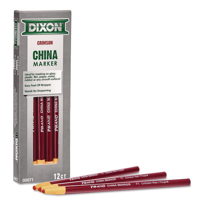 China Marker, 0.3" x 7", Crimson Red, Dozen