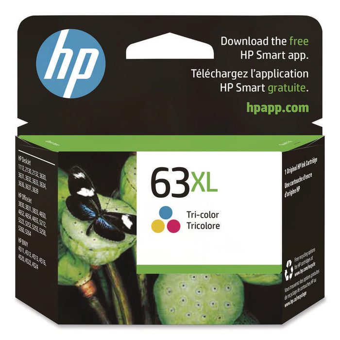 HP 63XL, (F6U63AN) High-Yield Tri-Color Original Ink Cartridge
