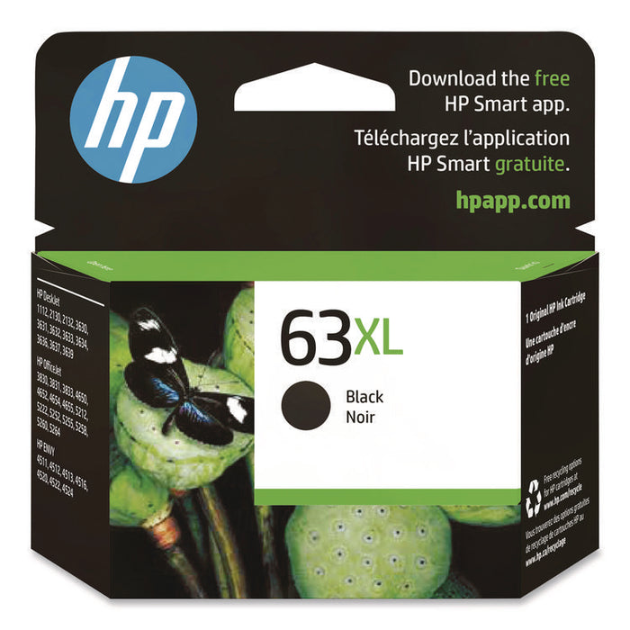 HP 63XL, (F6U64AN) High-Yield Black Original Ink Cartridge