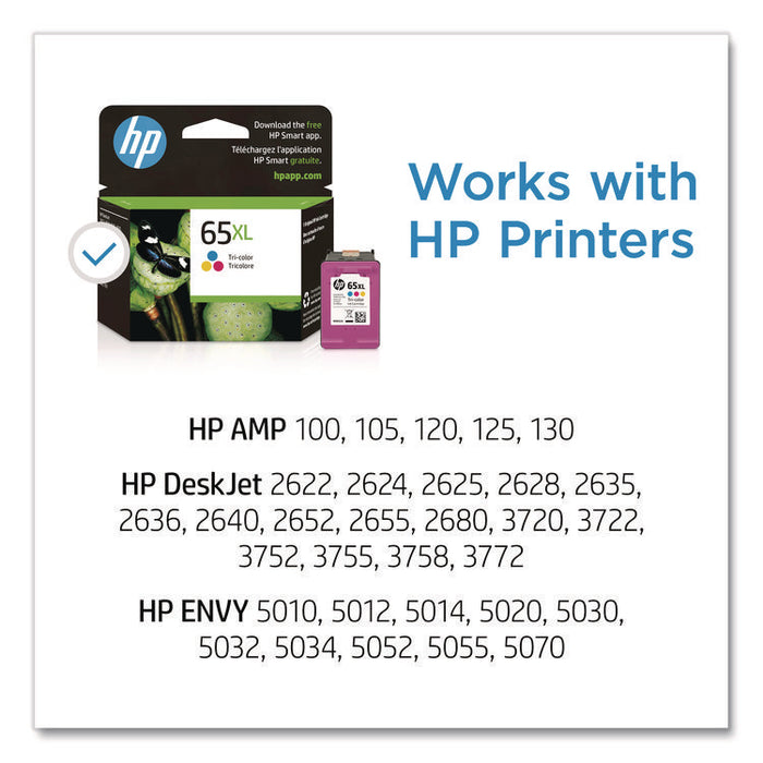 HP 65XL, (N9K03AN) High-Yield Tri-Color Original Ink Cartridge