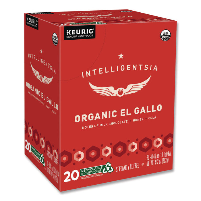 El Gallo Organic Coffee K-Cups, Light Roast, 20/Box
