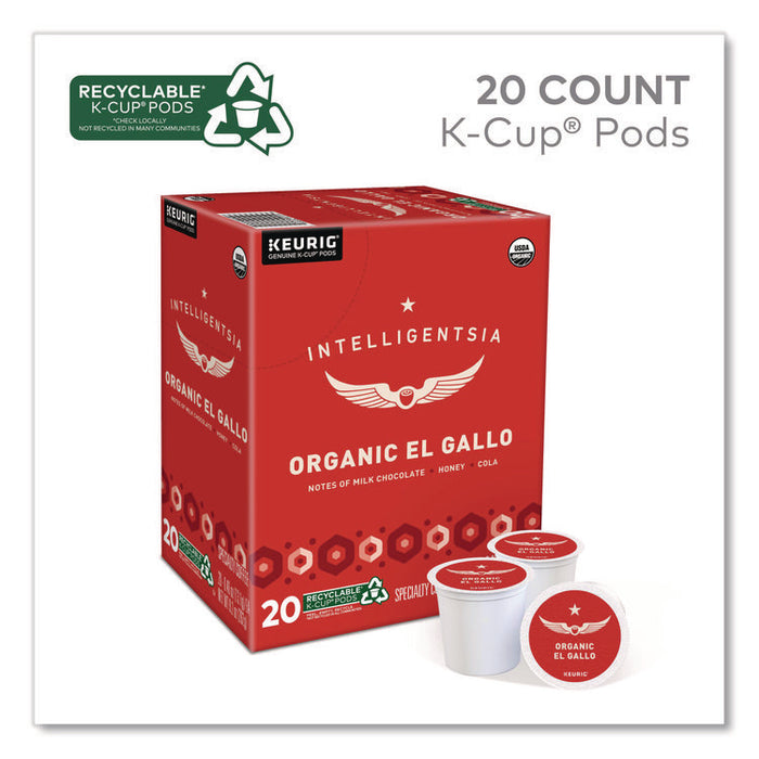 El Gallo Organic Coffee K-Cups, Light Roast, 20/Box