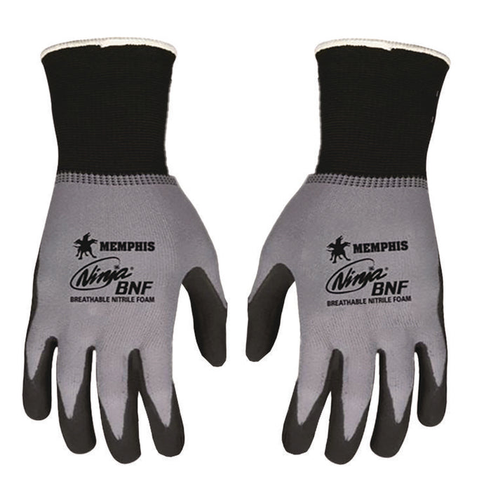 Ninja Nitrile Coating Nylon/Spandex Gloves, X-Large, Black/Gray, 12 Pairs