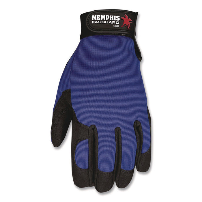 Clarino Synthetic Leather Palm Mechanics Gloves, Medium, Blue/Black, Pair