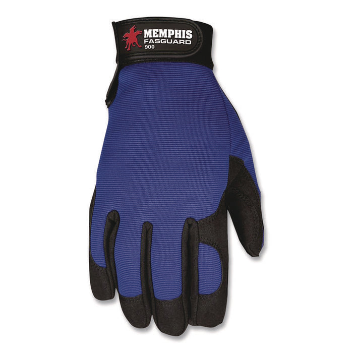 Clarino Synthetic Leather Palm Mechanics Gloves, X-Large, Blue/Black, Pair