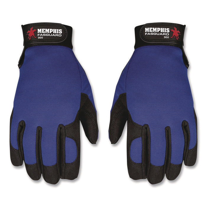 Clarino Synthetic Leather Palm Mechanics Gloves, X-Large, Blue/Black, Pair