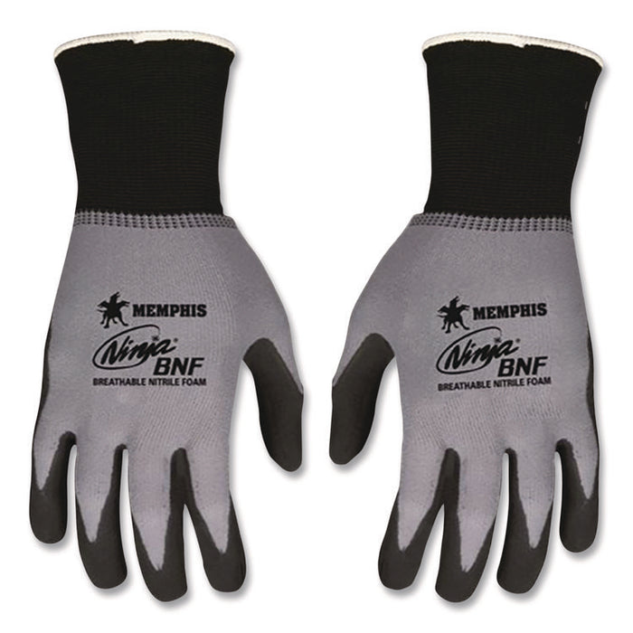 Ninja Nitrile Coating Nylon/Spandex Gloves, Large, Black/Gray, 12 Pairs