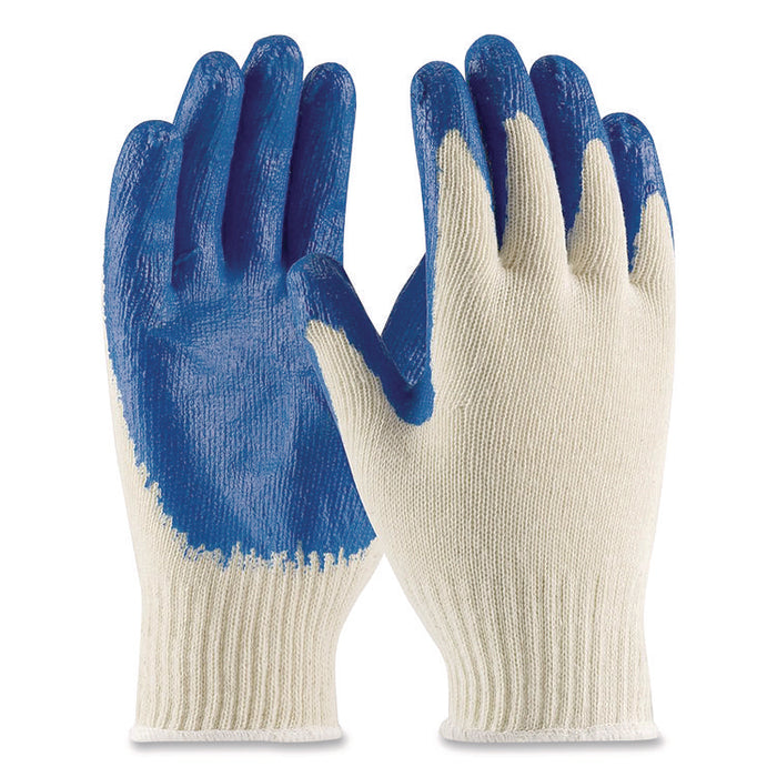 Seamless Knit Cotton/Polyester Gloves, EN388: 2011, Large, Natural/Blue, 12 Pairs