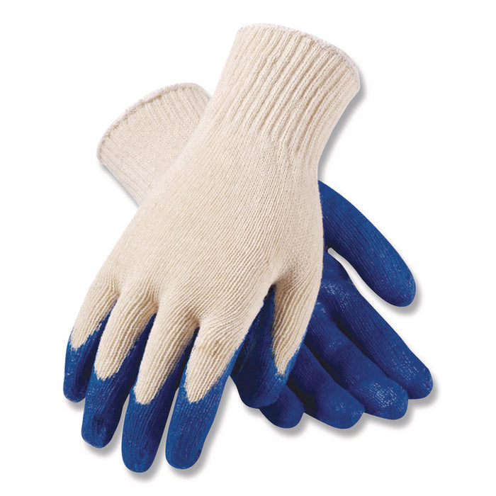 Seamless Knit Cotton/Polyester Gloves, EN388: 2011, Large, Natural/Blue, 12 Pairs