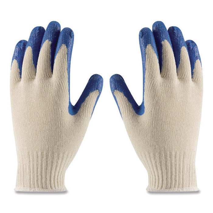 Seamless Knit Cotton/Polyester Gloves, EN388: 2011, Large, Natural/Blue, 12 Pairs