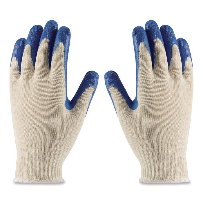 Seamless Knit Cotton/Polyester Gloves, EN388: 2011, Small, Natural/Blue, 12 Pairs