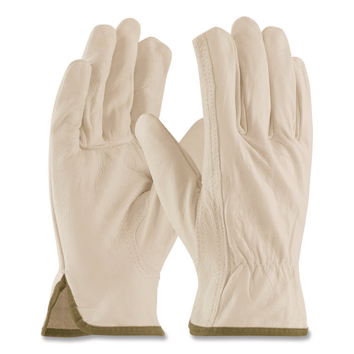 Economy Grade Top-Grain Cowhide Leather Work Gloves, Gunn Cut, Wing Thumb, Small, Tan, Pair