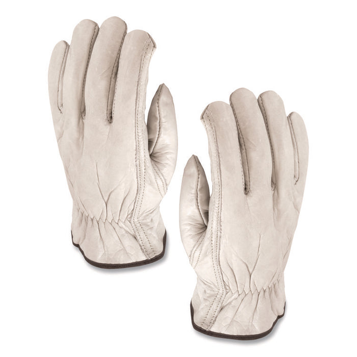 Top-Grain Pigskin Leather Drivers Gloves, Gunn Cut, Keystone Thumb, X-Large, Gray, Pair