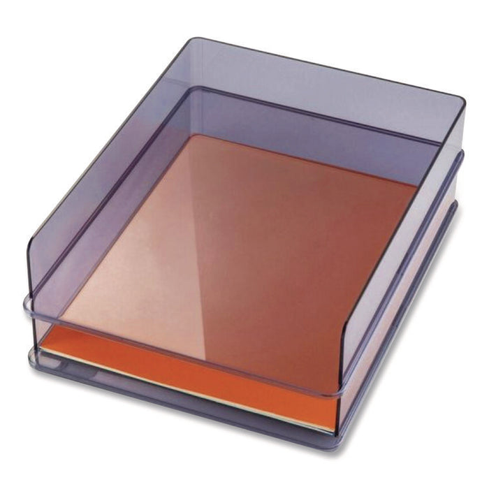 Recycled Plastic Letter Tray, 1 Section, Letter Size Files, 10.16" x 12.8" x 2.76", Translucent Ash, 2/Pack