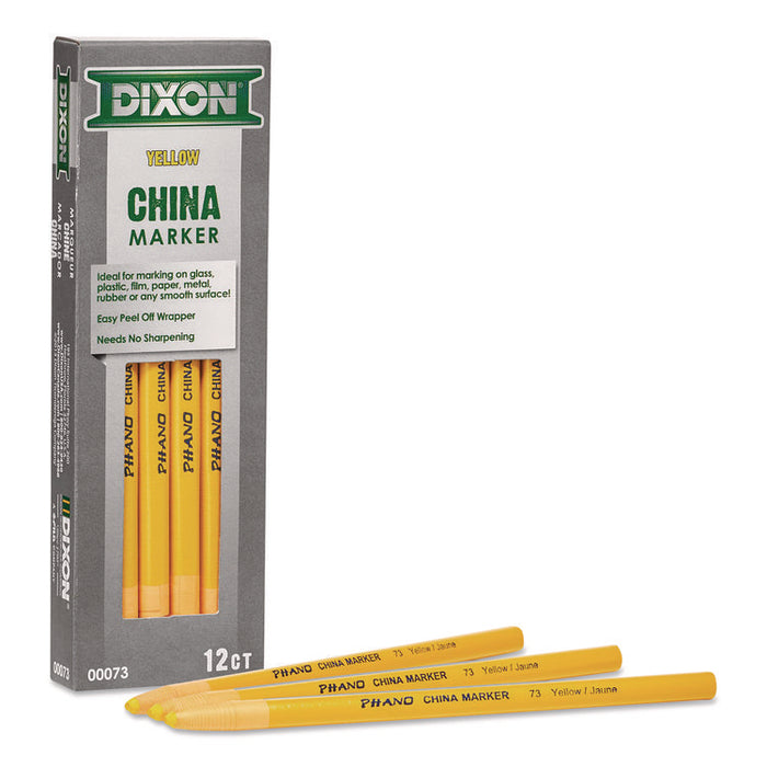 China Marker, 0.37" x 7", Yellow, 12/Pack