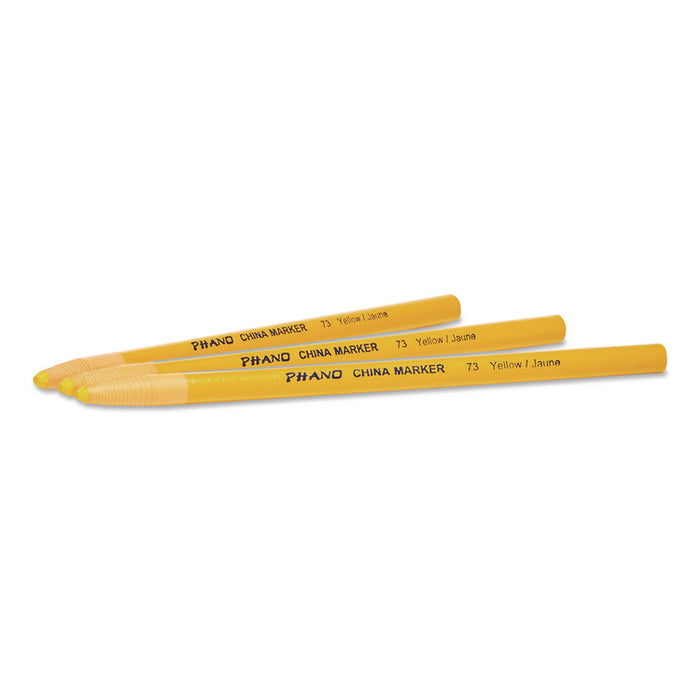 China Marker, 0.37" x 7", Yellow, 12/Pack