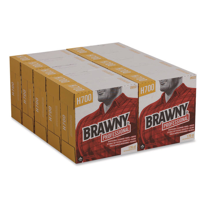 Heavyweight HEF Disposable Shop Towels, 9 x 12.5, White, 176/Box, 10 Box/Carton