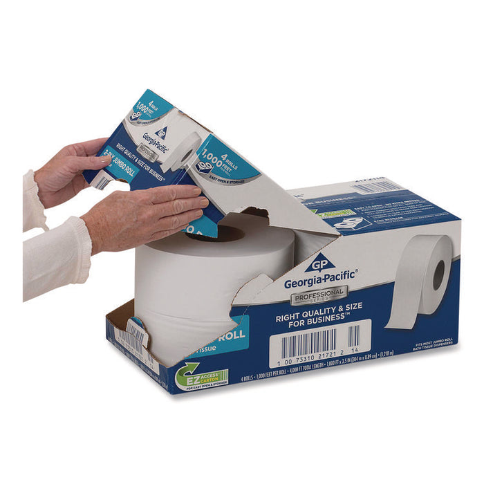 White Jumbo Bathroom Tissue, Septic Safe, 2-Ply, 3.5" x 1,000 ft, 4 Rolls/Carton