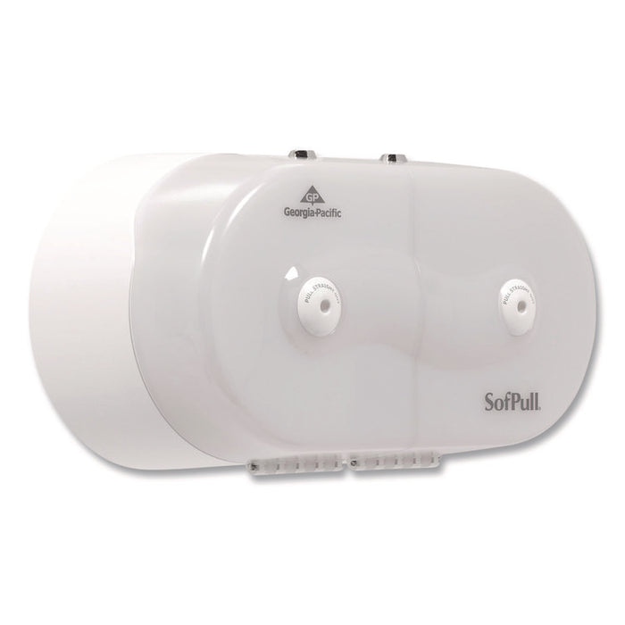 SofPull Mini Center-Pull Twin-Roll Bath Tissue Dispenser, 16.1 x 7 x 9, White