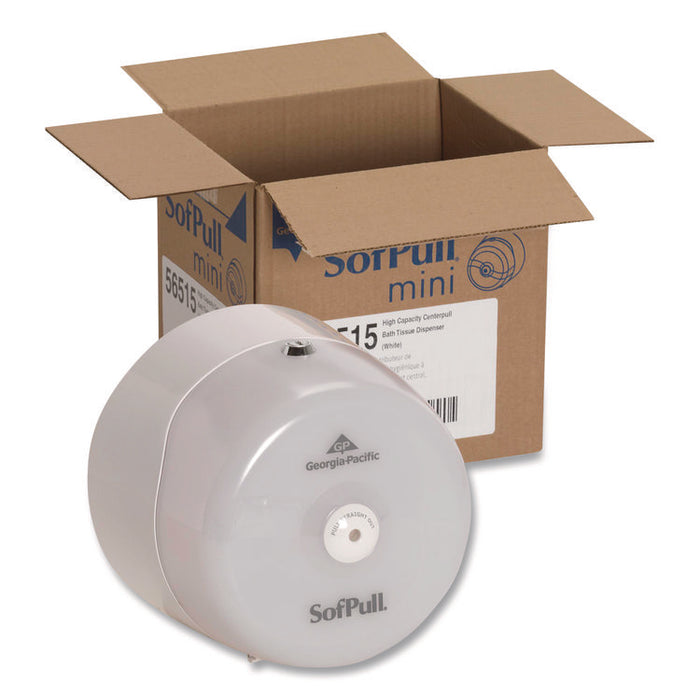 SofPull Mini Center-Pull Single-Roll Bath Tissue Dispenser, 8.75 x 7 x 9, White
