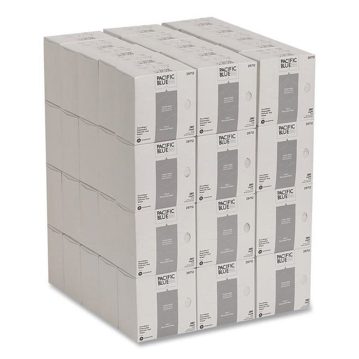 AccuWipe Recycled One-Ply Delicate Task Wipers, 1-Ply, 4.5 x 8.25, Unscented, White, 280/Box