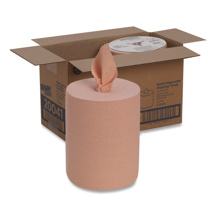 Medium-Duty Wiper Refill, 1-Ply, 10 x 13, Unscented, Orange, 200/Roll, 2 Rolls/Carton