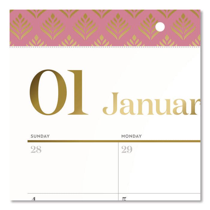 Workstyle Compact Deskpad, 17.75 x 11, White Sheets, Pink Headband/Clear Corners, 12-Month (Jan-Dec): 2026