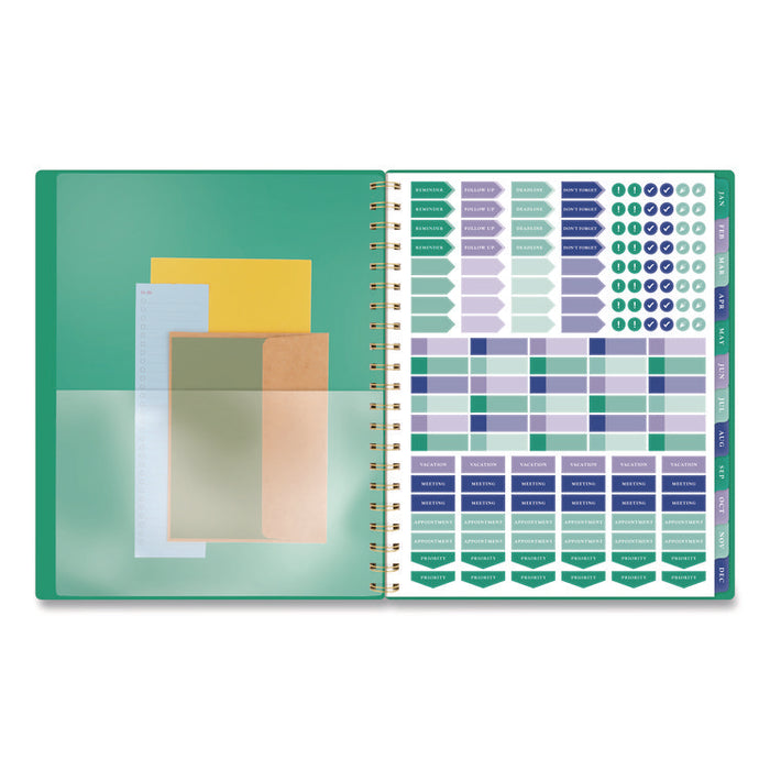 Badge Geo Weekly/Monthly Planner, 11 x 8.5, Green Cover, 13-Month (Jan-Jan): 2026