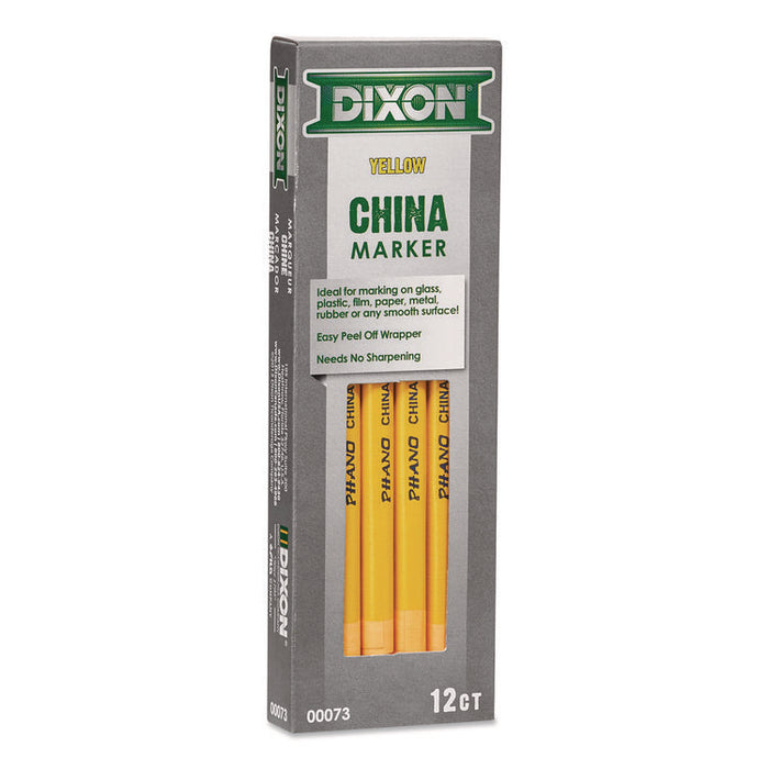 China Marker, 0.37" x 7", Yellow, 12/Pack