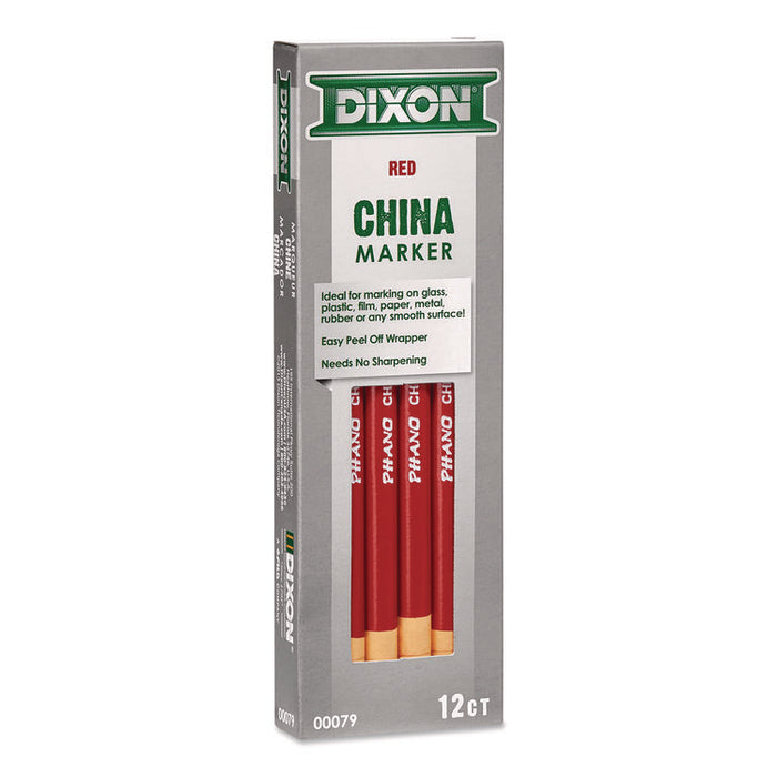 China Marker, 0.37" x 7", Red, 12/Pack