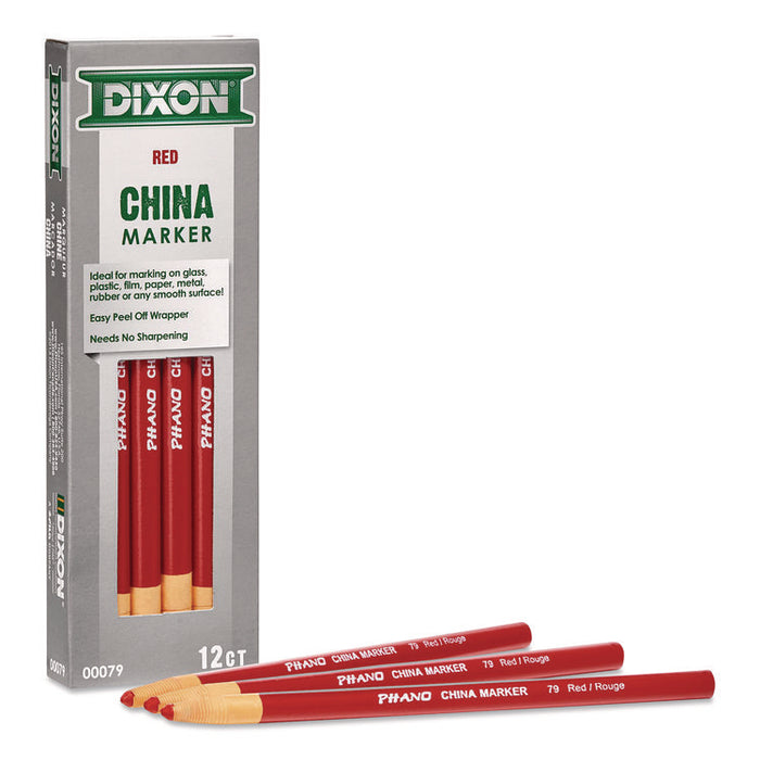 China Marker, 0.37" x 7", Red, 12/Pack