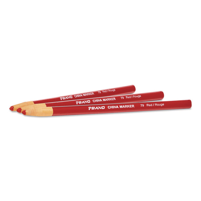 China Marker, 0.37" x 7", Red, 12/Pack