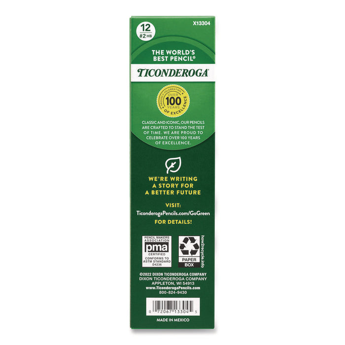 Ticonderoga Laddie Woodcase Pencil with Microban, HB (#2), Black Lead, Yellow Barrel, 12/Pack