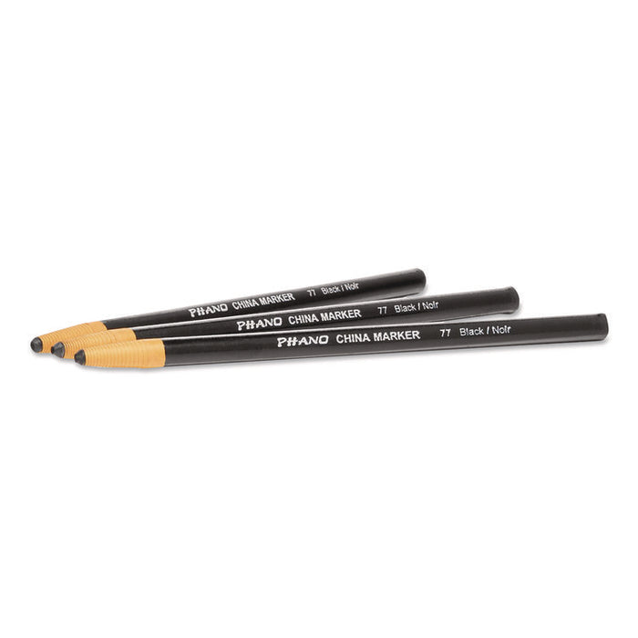 China Marker, 0.37" x 7", Black, 12/Pack
