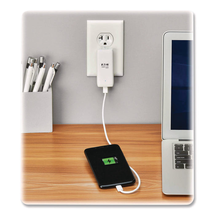 Flat One-Port USB-C Wall Charger with GaN Technology, White