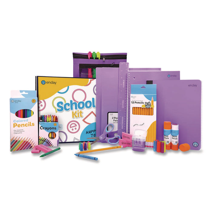 Back to School Supplies Kit for Grades K-5, Purple