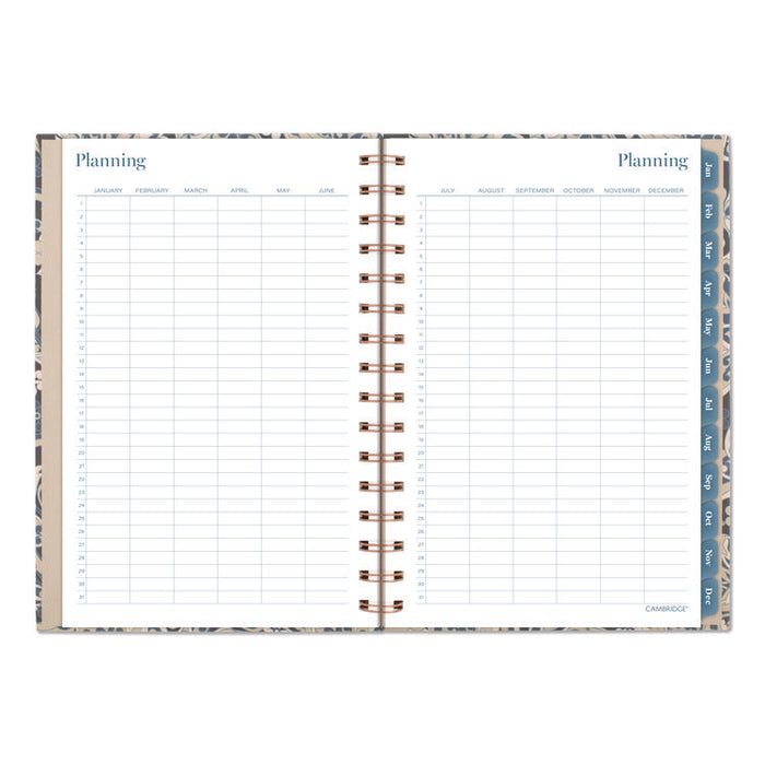 Elizabeth Weekly/Monthly Planner, 8.5 x 5.5, Floral Artwork, Blue Cover, 12-Month (Jan-Dec): 2026