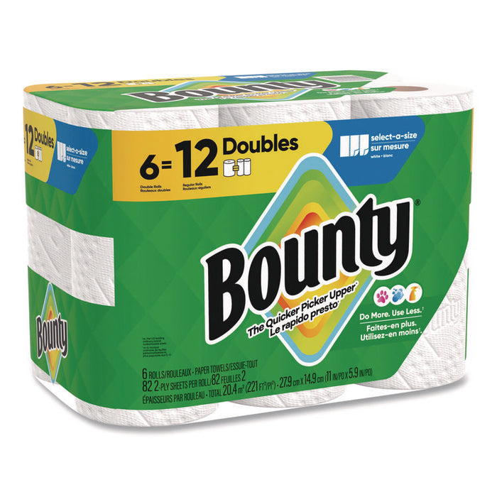 Select-a-Size Kitchen Roll Paper Towels, 2-Ply, 6 x 11, White, 82 Sheets/Double Roll, 6 Rolls/Carton