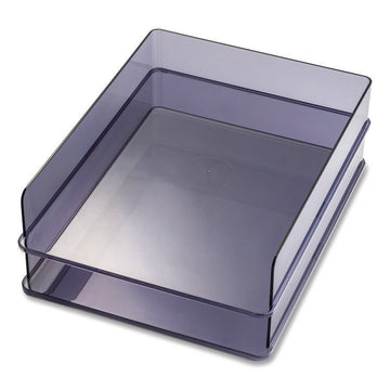 Officemate Stackable Letter Trays, Made from Recycled Bottles, 2PK - 2 Compartment(s) - 2.80" Height x 12.80" Width x 10.20" Depth - Desktop - Stackable - 100% Recycled - Translucent Gray - Plastic - 2/Set - 1 Each