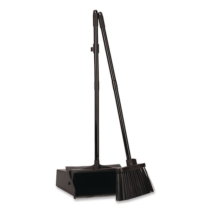 Duo-Pan Upright Dust Pan and Broom, 11.8 x 36, 24.5" Handle, Plastic, Black