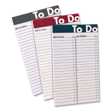 To Do Notepads, Randomly Assorted Headband Colors, List-Management Format, (50) White 5 x 8 Sheets