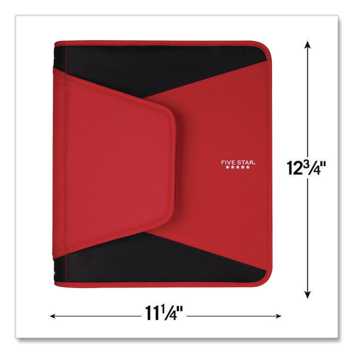Tech Zipper Binder, 3 Rings, 1.5" Capacity, 11 x 8.5, Red/Black Accents