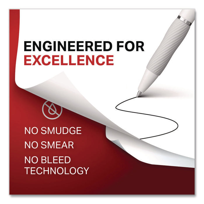 S-Gel Fashion Barrel Gel Pen, Retractable, Medium 0.7 mm, Black Ink, Pearl White Barrel, 4/Pack