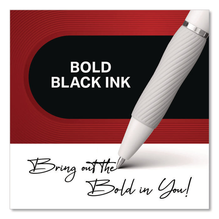 S-Gel Fashion Barrel Gel Pen, Retractable, Medium 0.7 mm, Black Ink, Pearl White Barrel, 4/Pack
