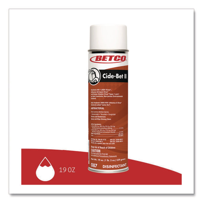 Cide-Bet II Aerosol Disinfectant Spray, Floral Scent, 19 oz Aerosol Spray, 12/Carton